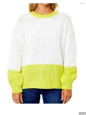 Color Block chunky Knit Neon Off white sweater Size XL NWT